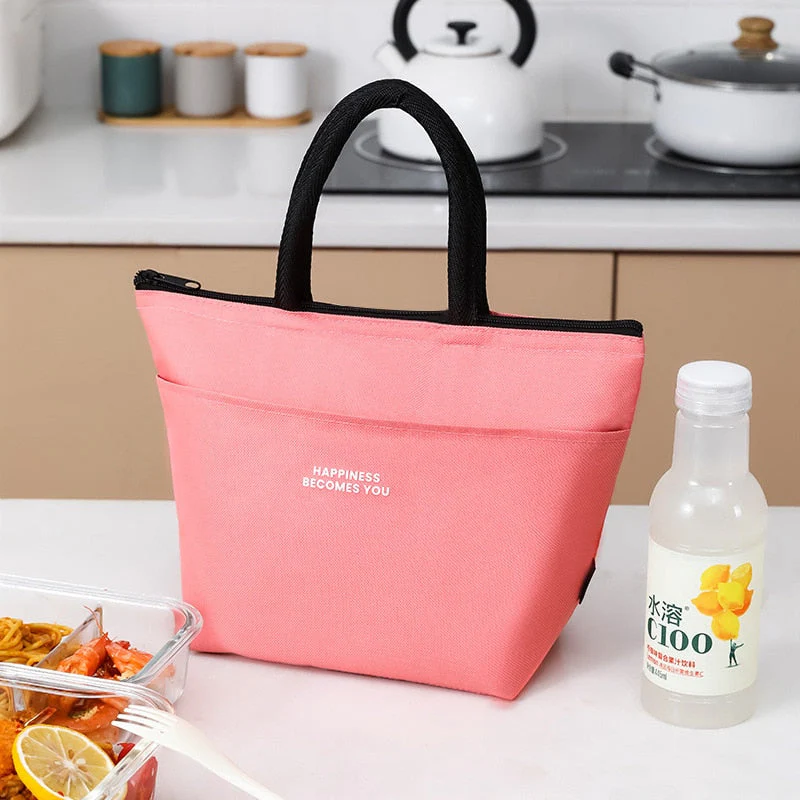 HULIANFU Lunch Bag Lunch Box Thermal Insulated Canvas Tote Pouch Kids School Bento Portable Dinner Container Picnic Food Storage Bags - Deanwangkt