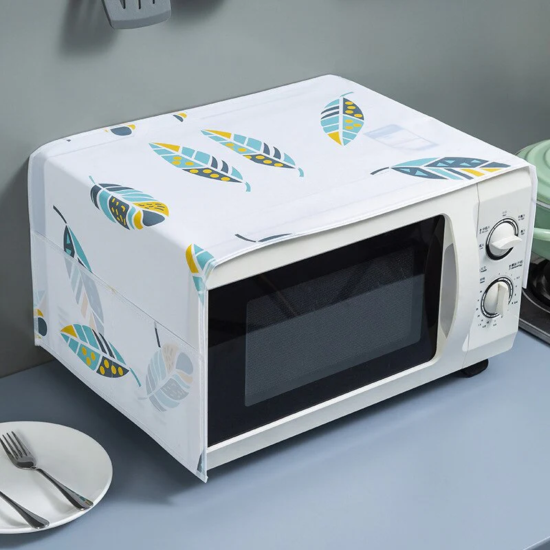 HULIANFU Peva Dustproof Microwave Oven Covers Printed Dust Oil Proofing Covers With Double Pockets Storage Bag Kitchen Accessories - Deanwangkt