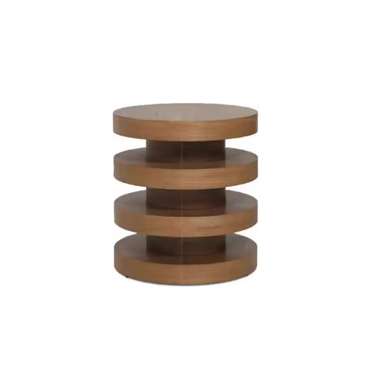 Living Room Black Circular Stacked Wood Side Table