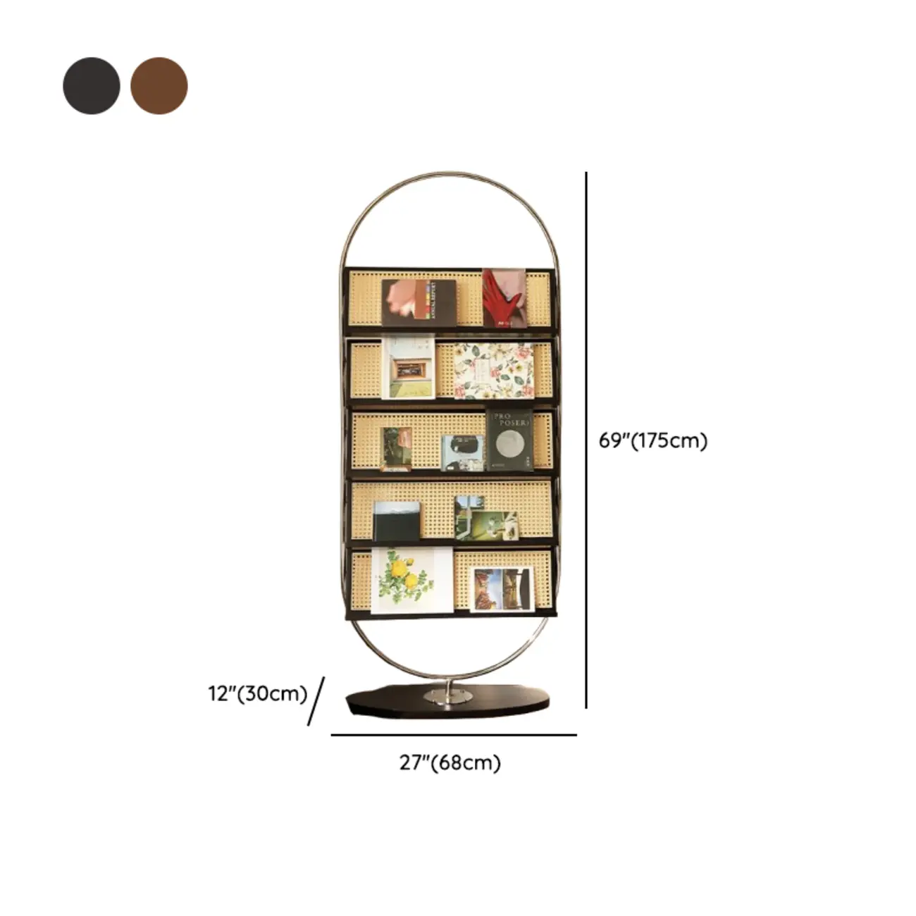 5-tier Modern Alloy Display Vertical Closed Back Bookcase