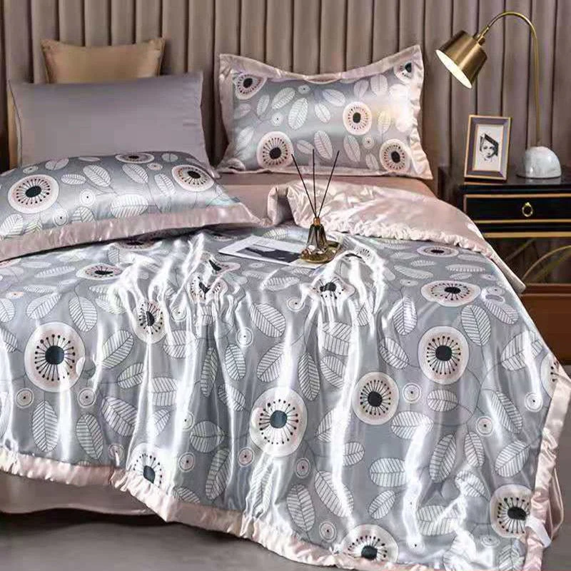 HULIANFU Summer Blanket Ice Silk Quilt Cool Feeling Nap Knee Air Conditioning Quilt Adult Children Washable Bedding - Deanwangkt