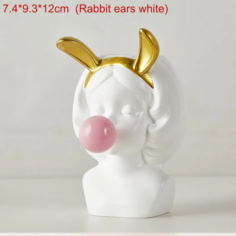 HULIANFU W&G Nordic Vase Home Decor Vase Creative Human Head Portrait Flower Vases Room Decoration Resin David Flower Vase Room Decor - Deanwangkt