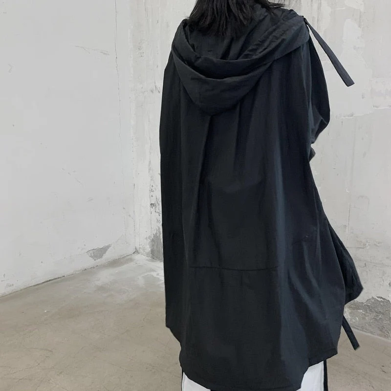 Hulianfu Jackets Women Hooded Chic Solid Breathable Casual Summer Simple Sun-proof Harajuku Long Style Streetwear Baggy Mujer Clothing - Deanwangkt