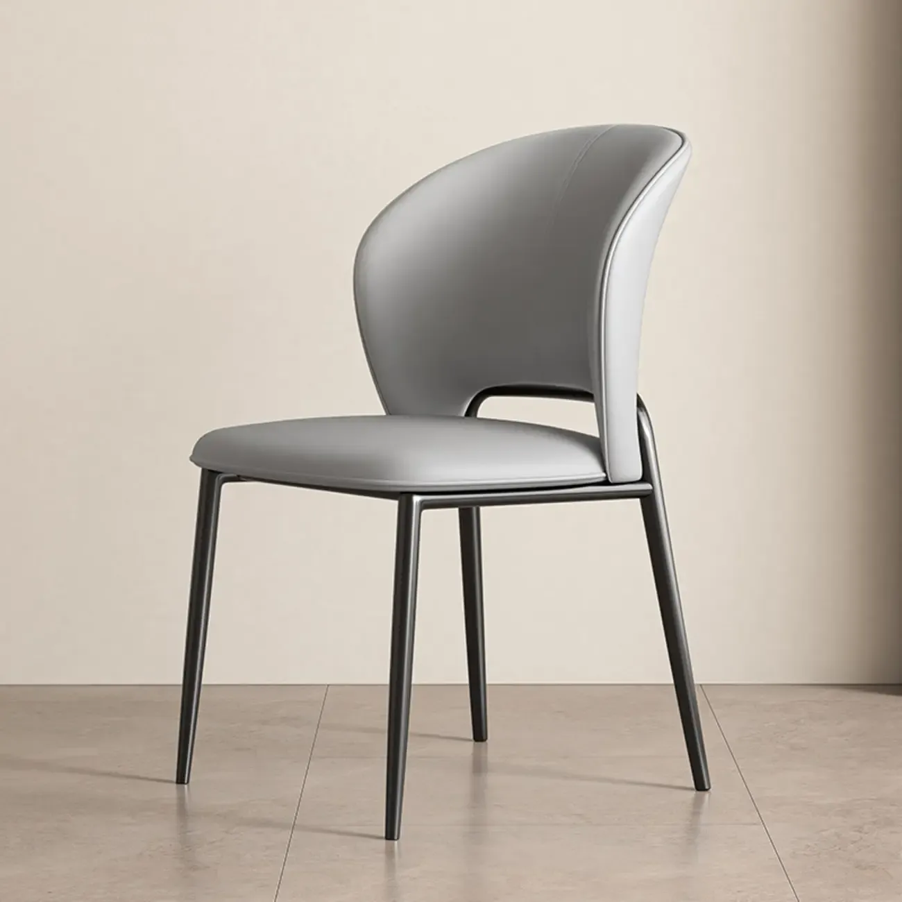 Modern Faux Leather Curved Low Back Dining Chair