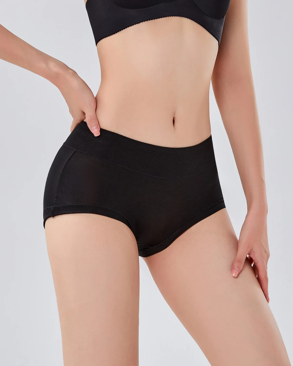 60S modal silk-blend crotch 3-pack women's panties, mid-rise high-stretch full-hip briefs