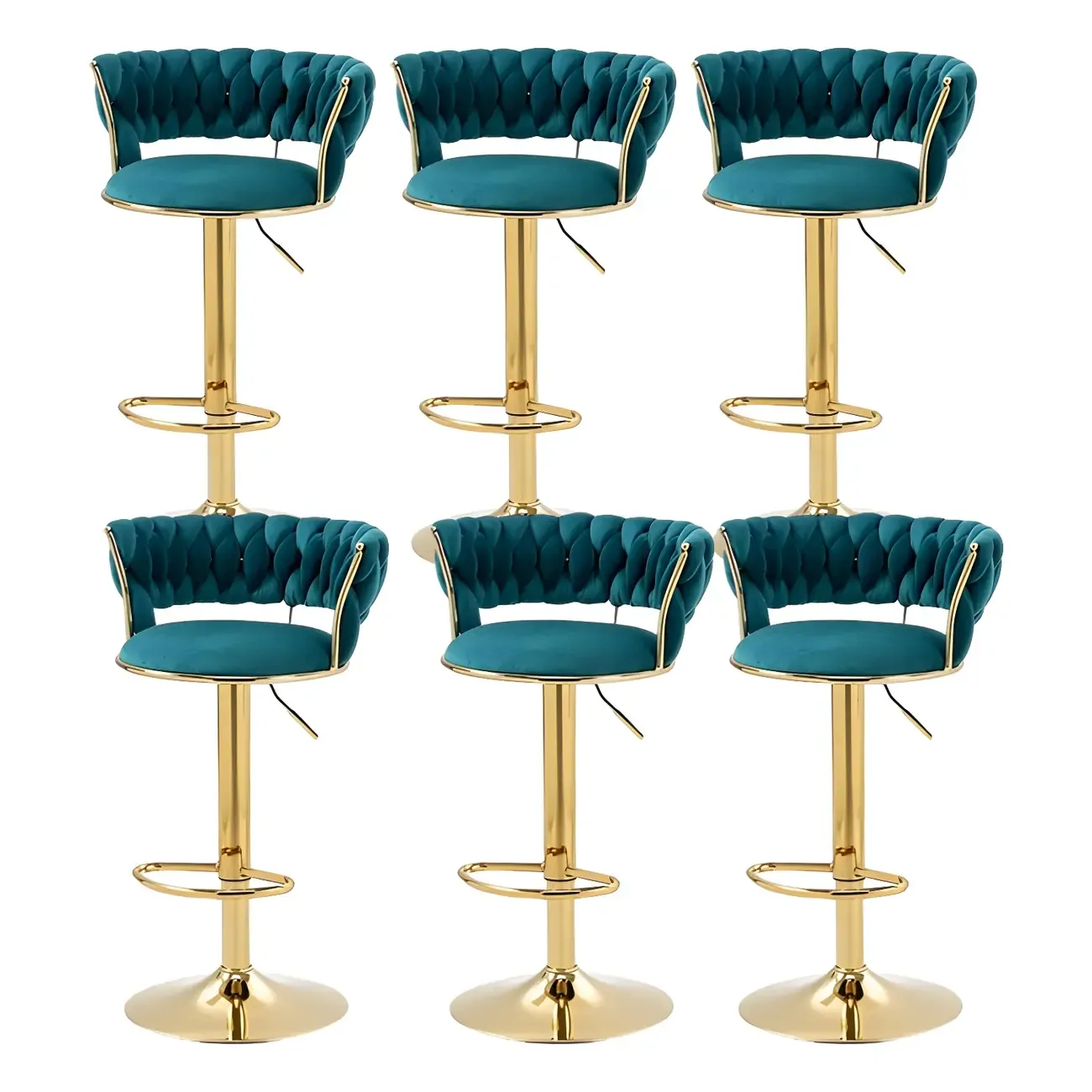 Gold Base Low Back Adjustable Swivel Bar Stool