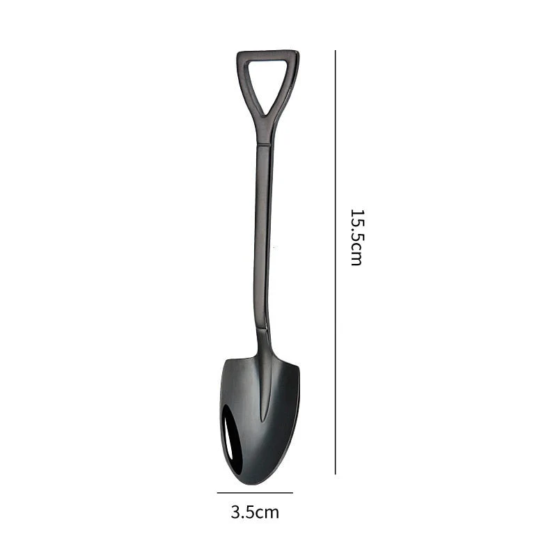 HULIANFU Shovel Spoon Stainless Steel Teaspoon For Coffee Spoon Fruit Ice Cream Dessert Scoop Kitchen Accessories Wedding Christmas Gift - Deanwangkt