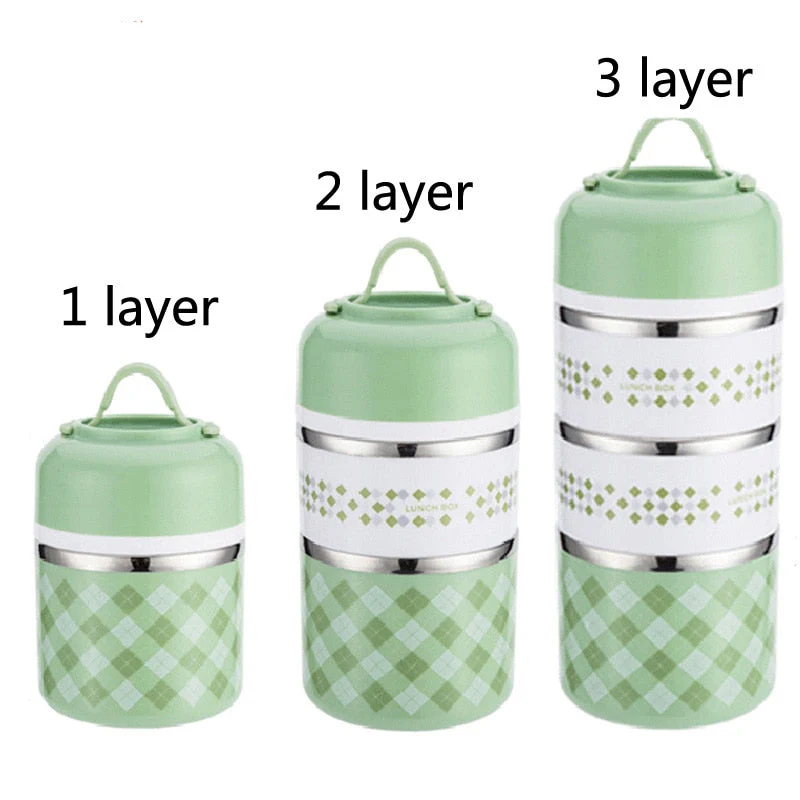 HULIANFU Portable Stainless Steel Thermal Lunch Box for Food Office Lunchbox Bento Boxs Thermos Lunch Box Food Container with Lunch Bag - Deanwangkt