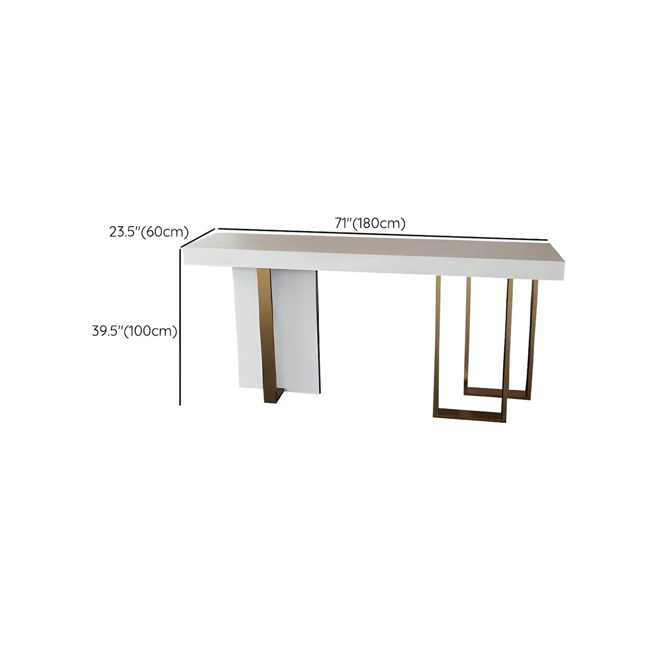 Glam White Faux Marble Gold Legs Bar Tables