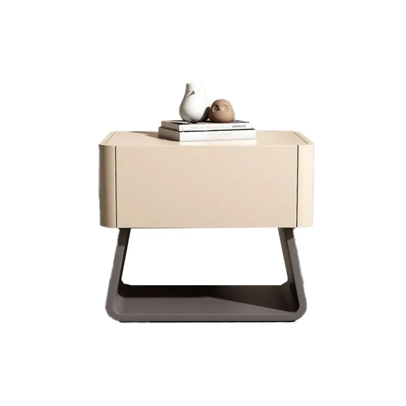 Modern Milky Gray/ White Low Wooden Drawer Nightstand