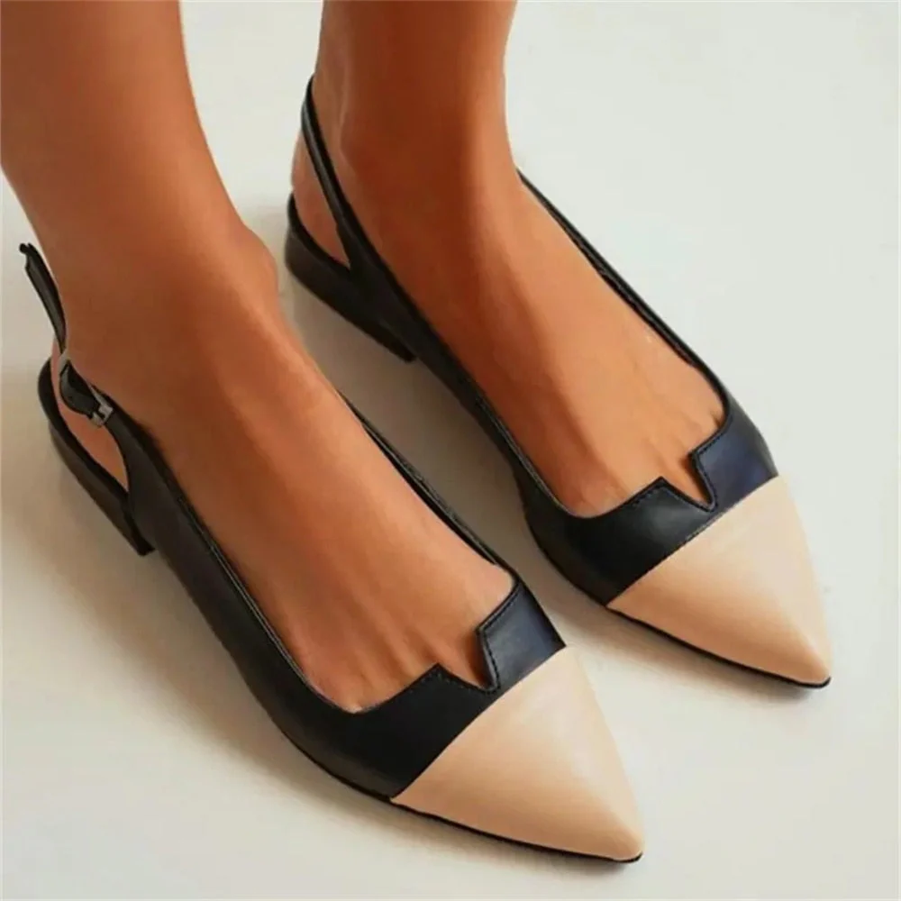 hulianfu Sandals Women Summer  Casual College Mixed Color Buckle Empty Fashion Pointy Simplicity Elegant Woman Shoes With Low Heels - Deanwangkt