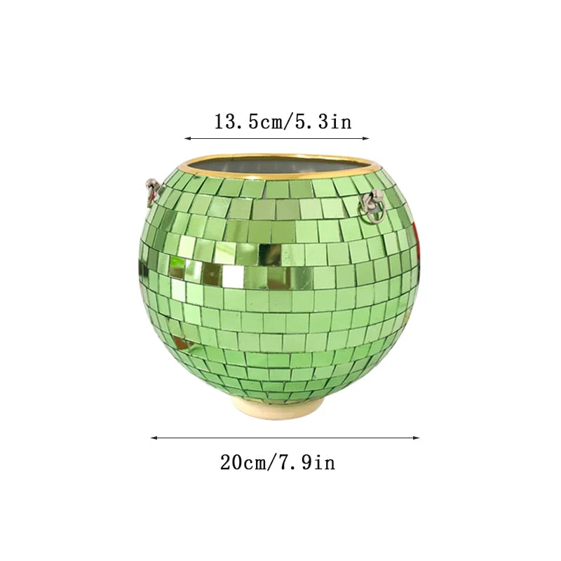 HULIANFU Retro Disco Ball Planter Basket Round Mirror Hanging Pot flower pot Wall Planter Pot Hangin Vase Desktop Decoration Balcony Vase - Deanwangkt