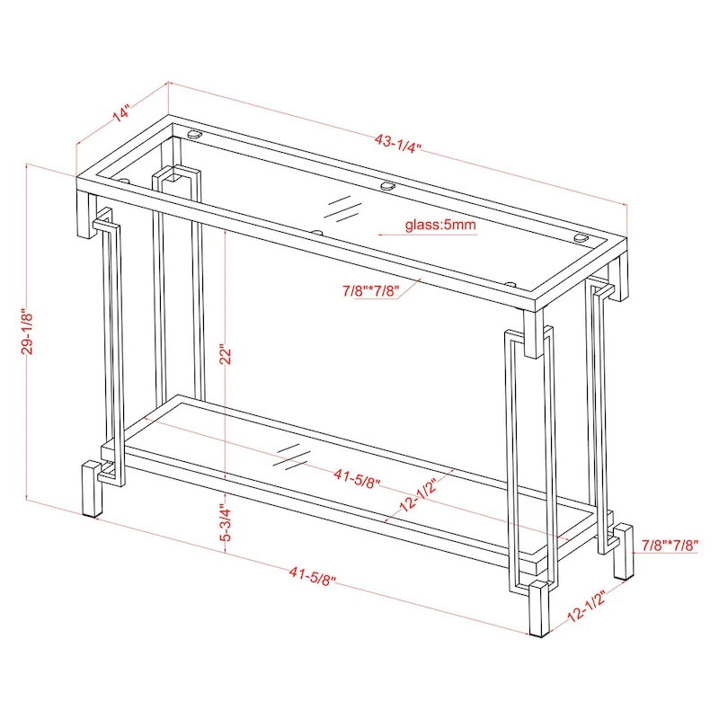 Yout Glam 43-inch Glass Top 1-Shelf Sofa Table by Furniture of America
