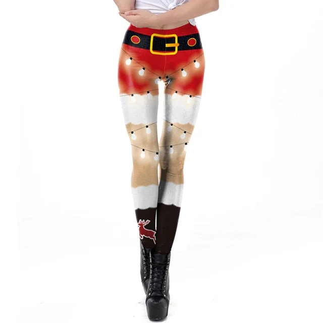 Women Leggings Fashion 3D Digital Printing Christmas Leggings Funny Sexy Printed Elastic Christmas Skinny Leggings Gothic - Deanwangkt