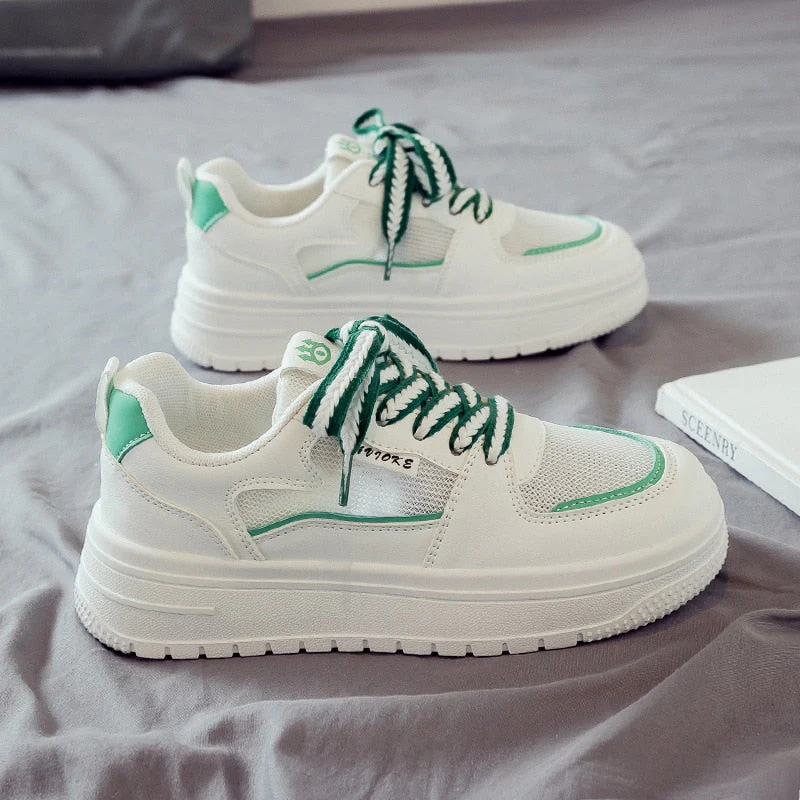 Designer Platform Running Sneakers Women  Tennis shoes Woman Walking Chunky Sneakers white Casual Slip on Vulcanized Shoes - Deanwangkt
