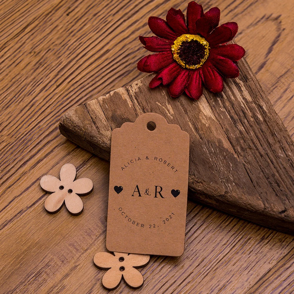 HULIANFU J13 200 pieces of 3.5x6.2cm kraft paper white cardboard wedding label custom love gift lover couple bottle wedding - Deanwangkt