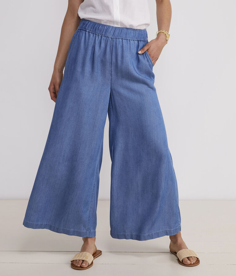 Wide Leg Chambray Pants