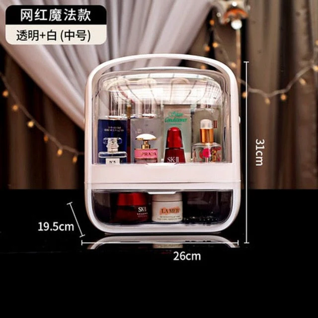 HULIANFU Large Capacity Makeup Organizer Cosmetic Storage Box Drawer Type Desktop Finishing Rack Dustproof Lipstick Beauty Mask Case - Deanwangkt