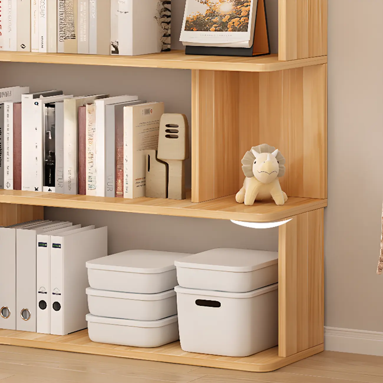 Mid-Century Vertical Walnut Wood Bookcase Open Back