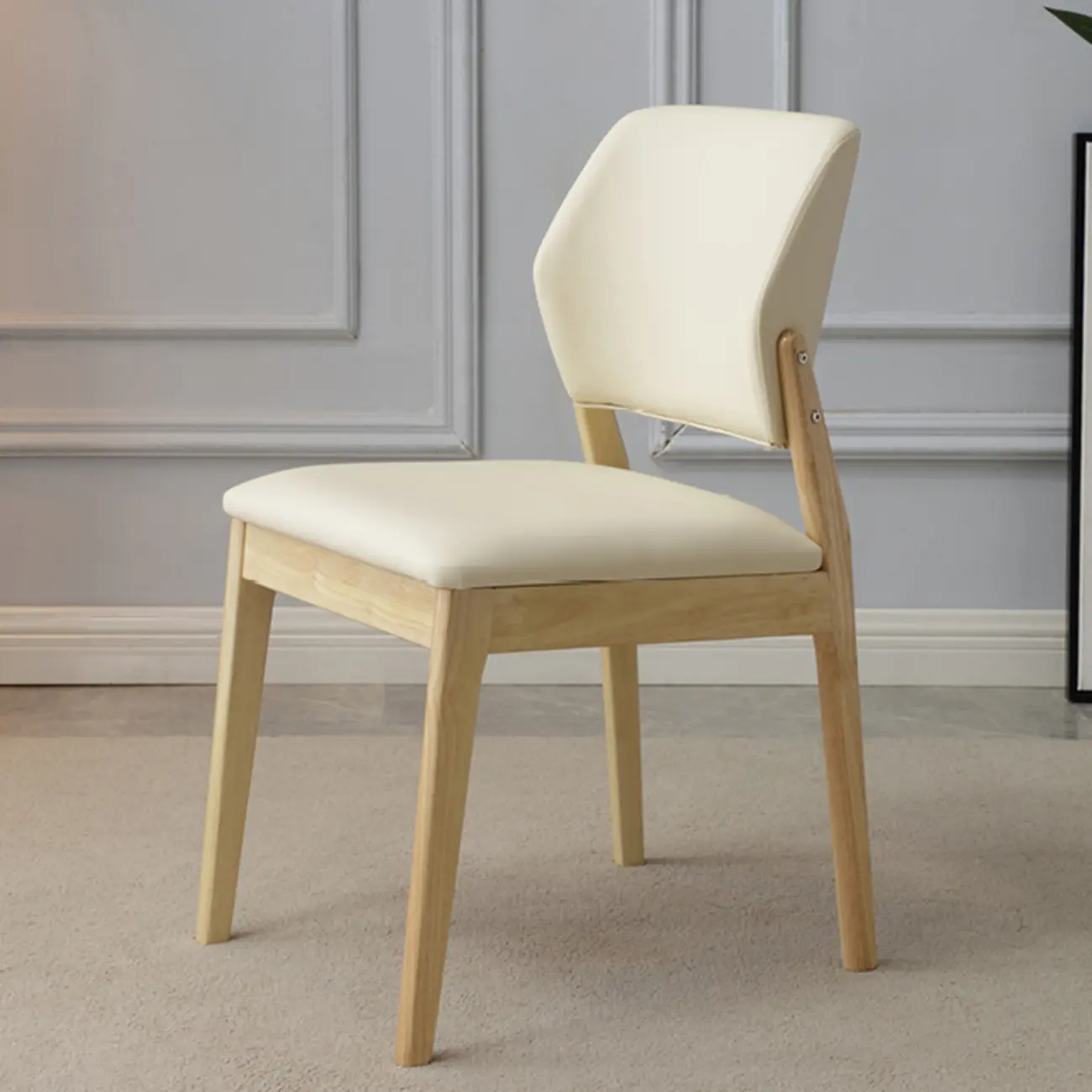 Scandinavian Faux Leather Low Back Dining Chair