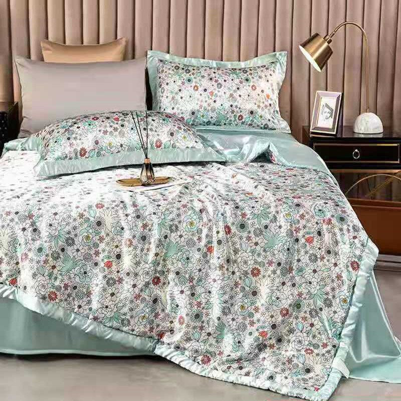 HULIANFU Summer Blanket Ice Silk Quilt Cool Feeling Nap Knee Air Conditioning Quilt Adult Children Washable Bedding - Deanwangkt