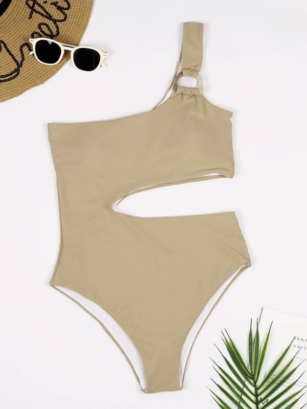 hulianfu One-Shoulder Sexy Leaky Waist One-Piece Swimsuit - Deanwangkt
