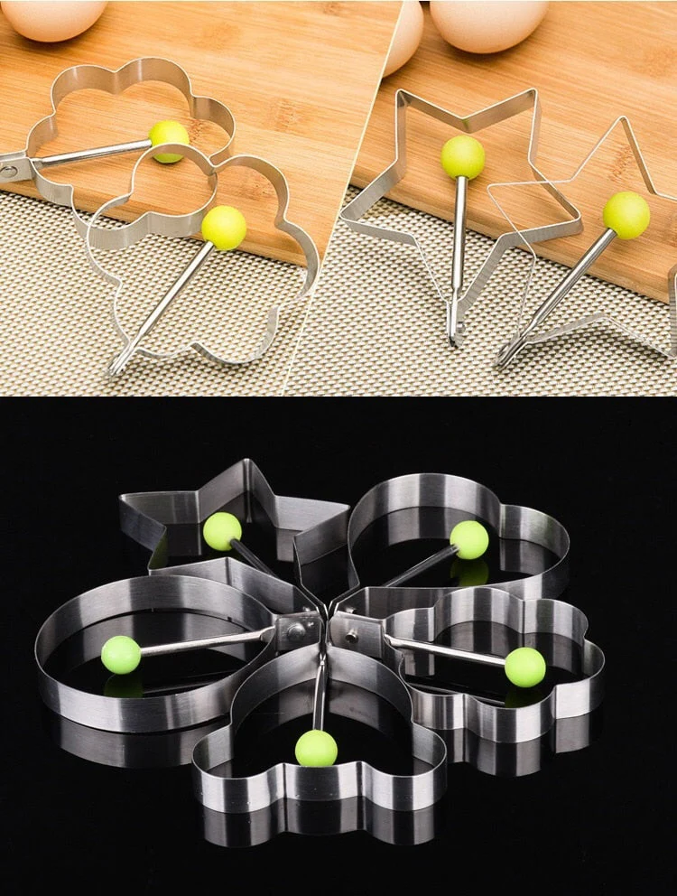 HULIANFU  5 Shapes Stainless Steel Fried Egg Shaper Egg Mold DIY Breakfast Egg Pancake Rings Sandwich Kitchen Tools Utensil Baking Tools - Deanwangkt