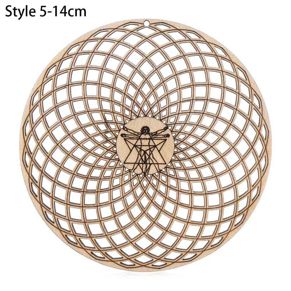 HULIANFU Log Color Chakra Pattern Round Edge Circles Carved Wooden Stand Coaster Flower of life Reload Stone Kitchen Hot Pad Mat Decor - Deanwangkt