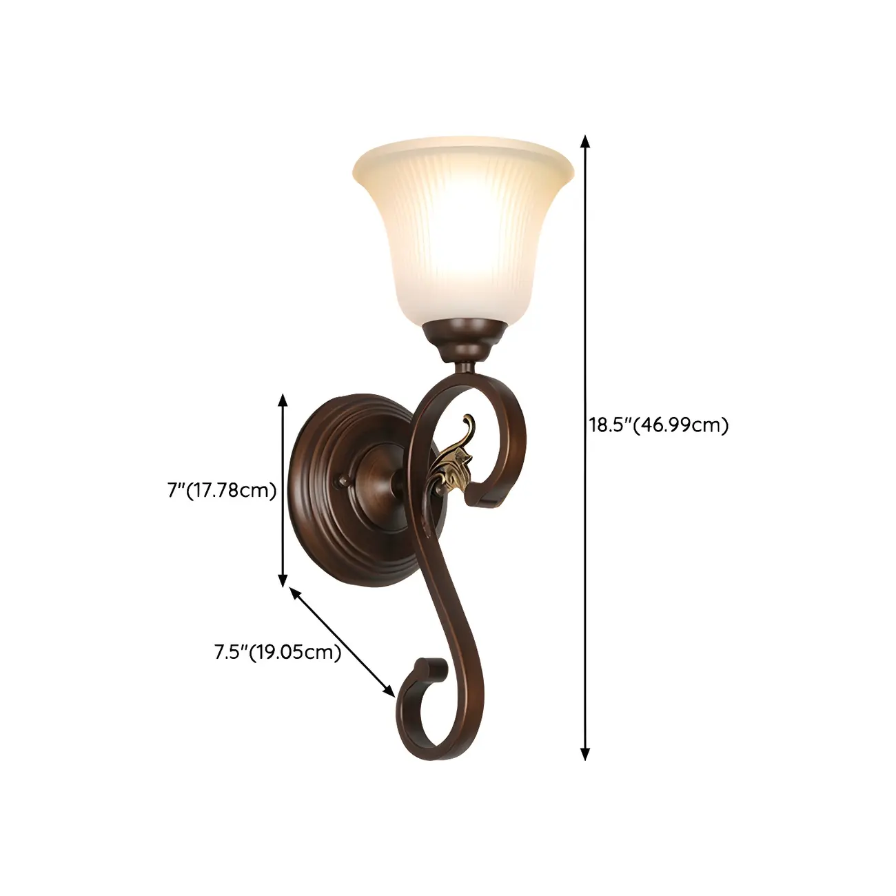 Modern Metal LED Wall Sconce Fixture with Glass Shade