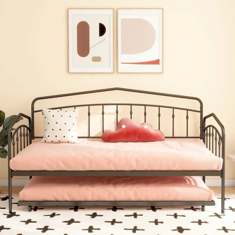 Calantha Modern Metal Twin Size Daybed with Trundle Space-Saving Sofa Bed by Christopher Knight Home