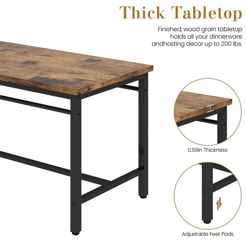 Modern Industrial 5-Piece Dining Table Set, Rectangular Table and Chairs Set, Dinette, Space Saving Dining Set