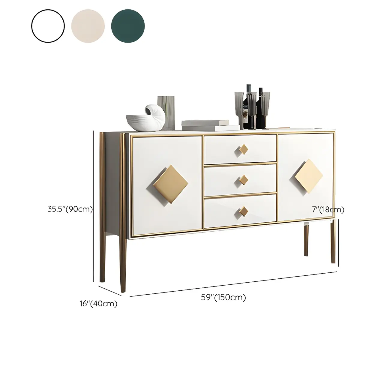 Luxury Wooden Sideboard with 3 Drawers & 2 Cabinets