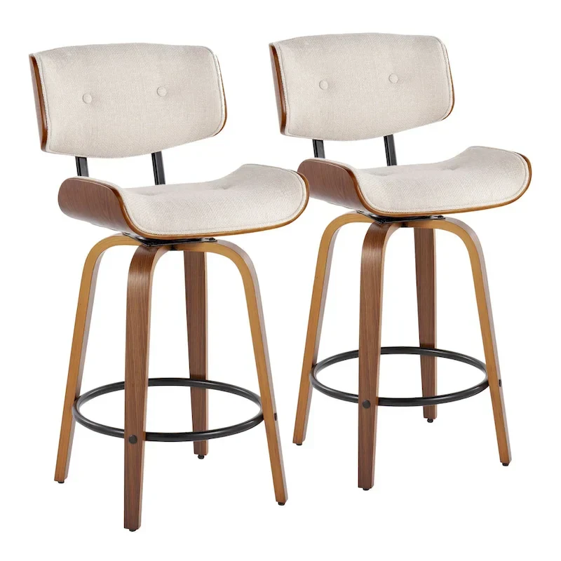 Leksand 26 Fixed-Height Counter Stool with Bent Wood Legs (Set of 2)