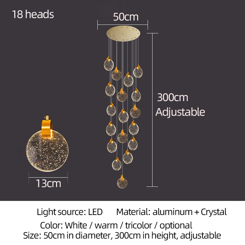 HULIANFU Modern led pendant golden villa staircase living room home decoration chandelier shopping mall crystal rope Chandelier - Deanwangkt