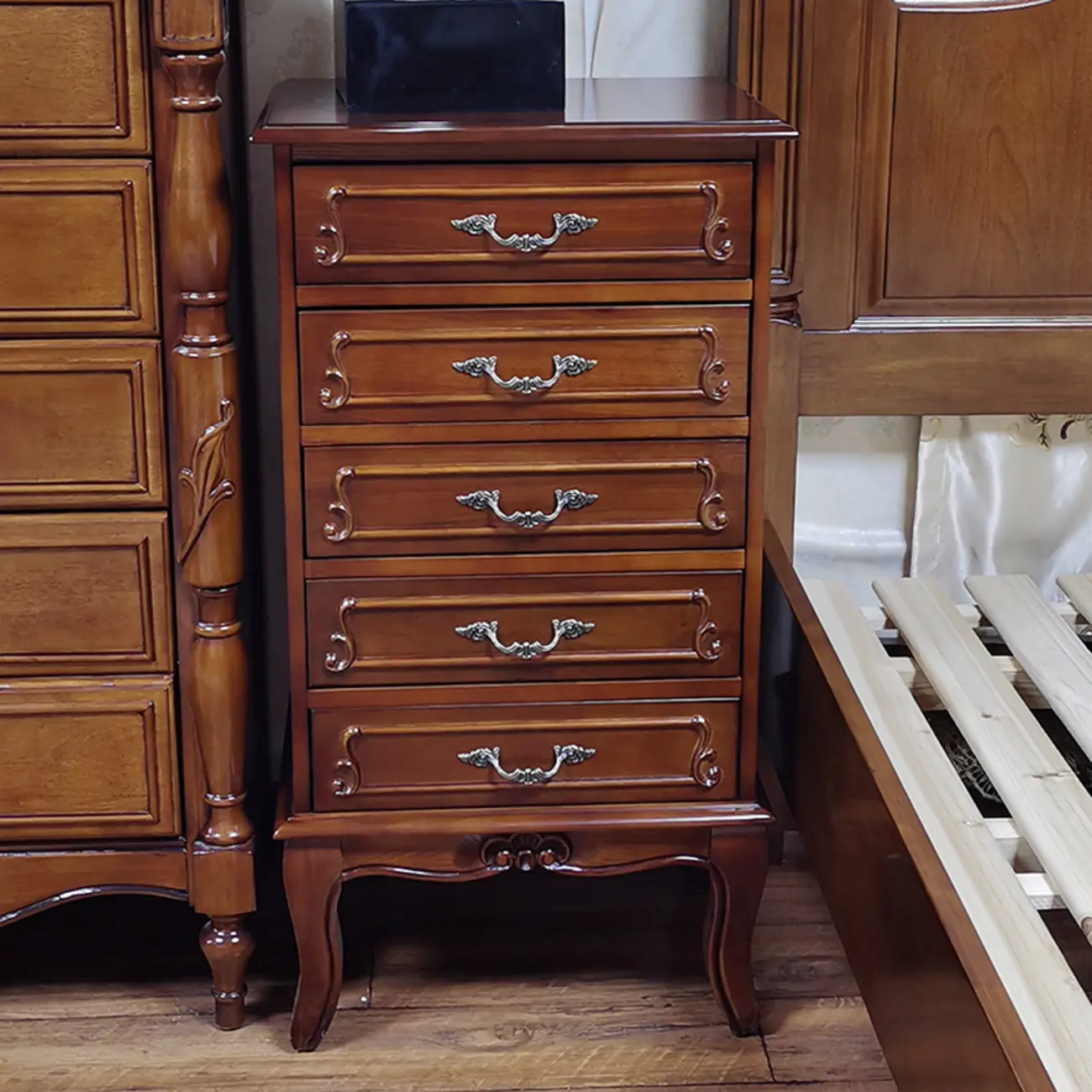 Mid-Century Solid Wood Accent Cabinet for Bedroom Storage