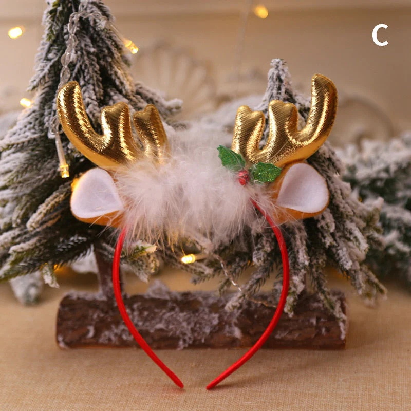 HULIANFU 2026  Christmas Headbands Santa Tree Elk Antlers Headband Kids Adult Headwear Reindeer Ornaments Christmas Decor Party Cosplay Gifts - Deanwangkt