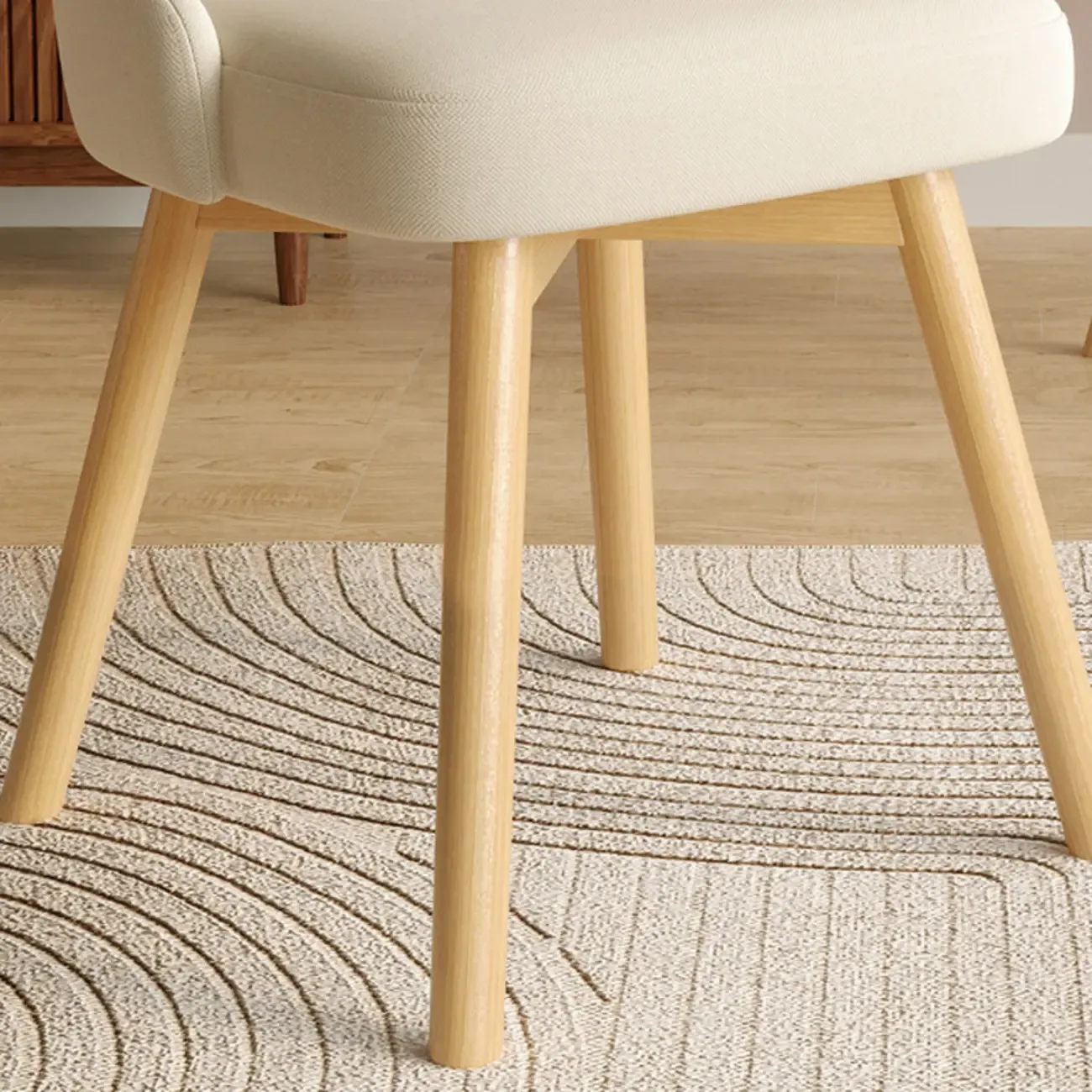 White Fabric Upholstered Solid Back Dining Chair