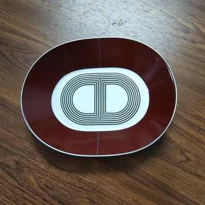 HULIANFU Runway Style Bone China Snack Plate Ceramic European Style Western Condiment Dish Tableware Set Oval Shaped Rallye Plates - Deanwangkt