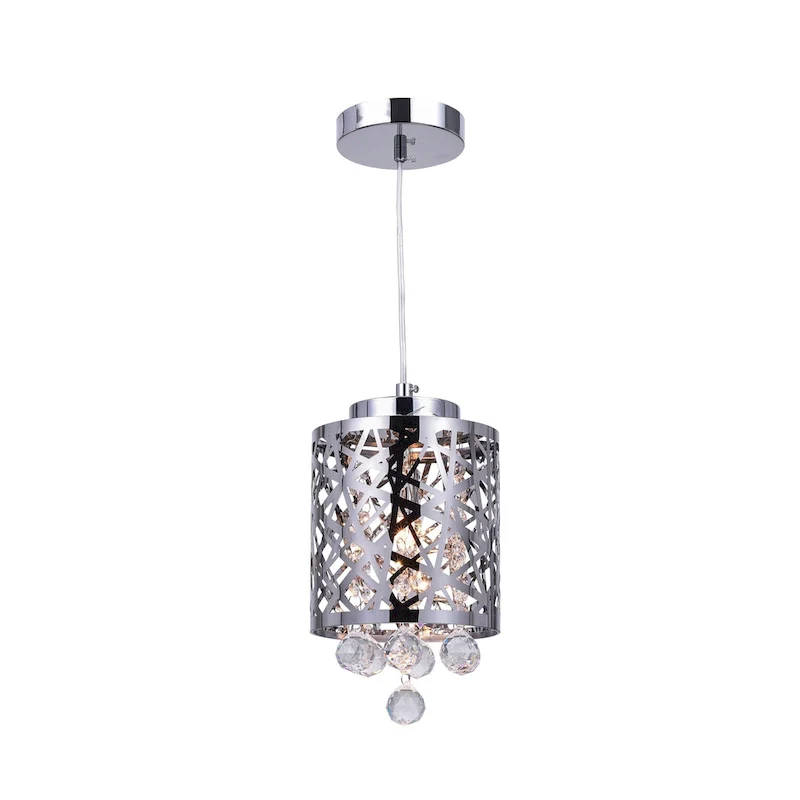 Eternity 1 Light Drum Shade Mini Pendant With Chrome Finish - Stainless Steel
