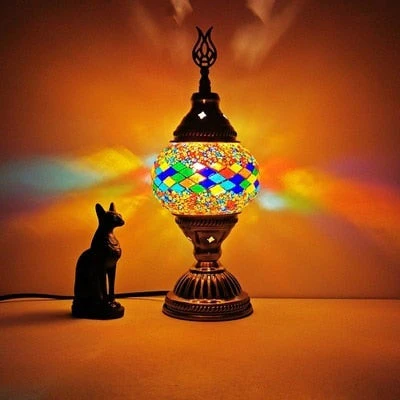 HULIANFU Turkish mosaic table Lamp vintage art deco Handcrafted lamparas de mesa mosaic Glass romantic bed light lamparas con mosaicos - Deanwangkt