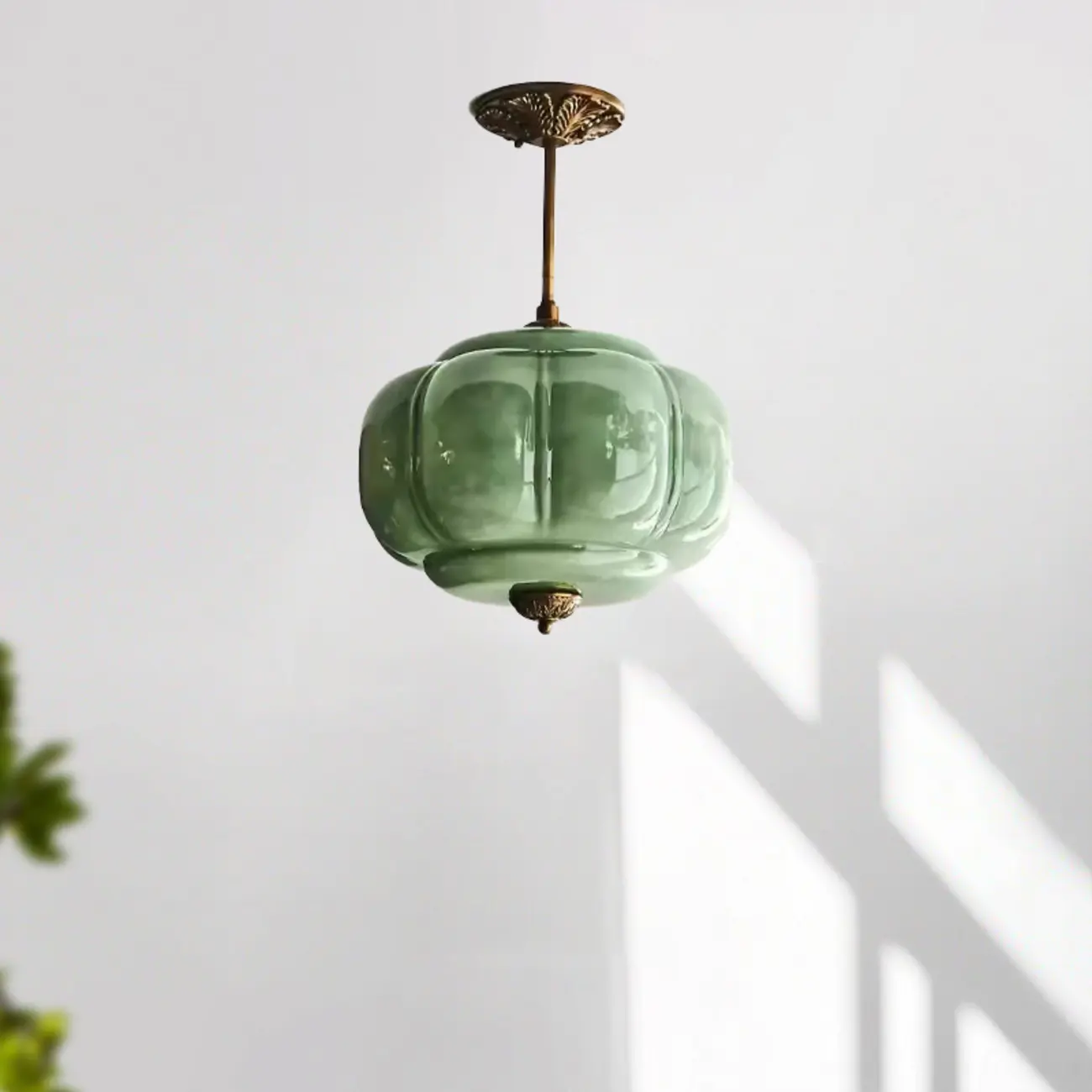 Elegant Glass Geometric Pendant Light Pumpkim Shaped