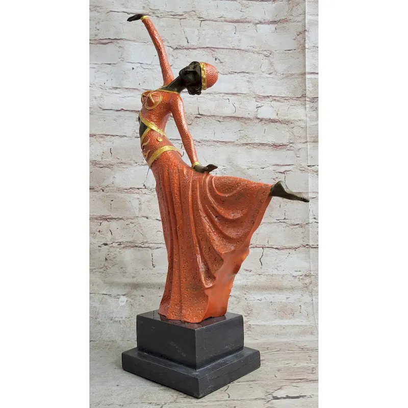 Signed D.H.Chiparus Bronze Statue, Art Deco Dancer Sculpture Hand Made Figurine