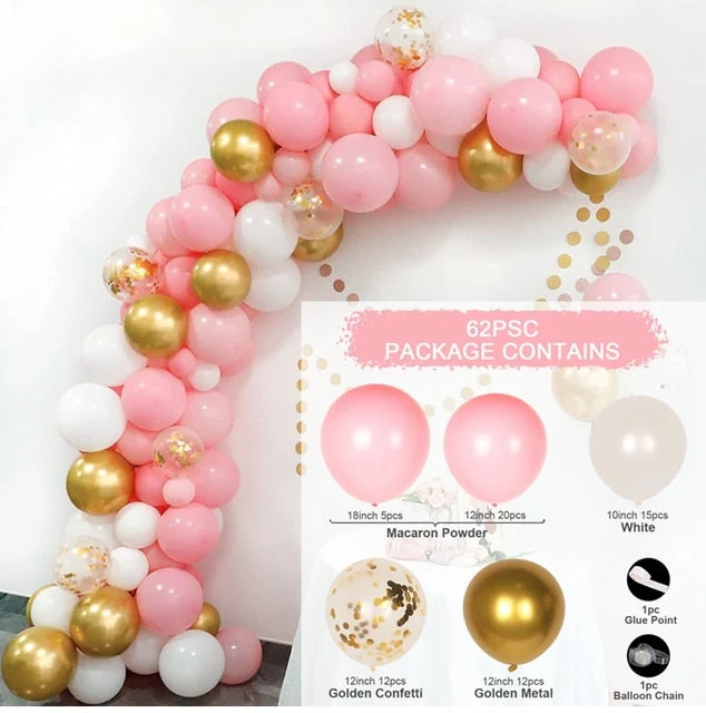 HULIANFU Macaron Pink Balloon Garland Arch Kit Wedding Birthday Party Decoration Kids Globos Rose Gold Confetti Latex Ballon Baby Shower - Deanwangkt