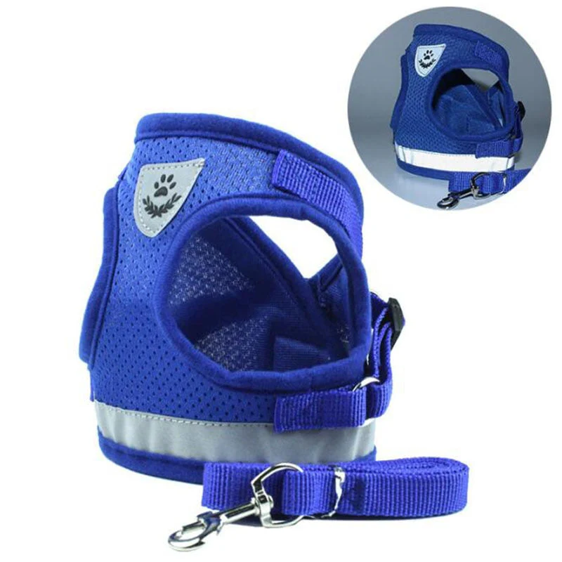 HULIANFU Vest Harness Leash Adjustable Mesh Vest Dog Harness Collar Chest Strap Leash Harnesses With Traction Rope XS/S/M/L/XL - Deanwangkt