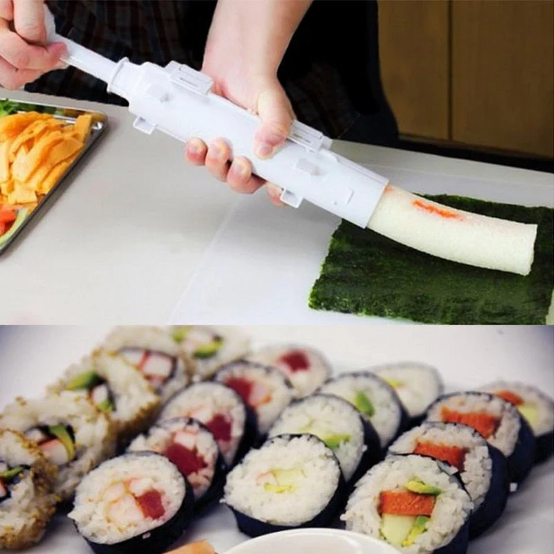 HULIANFU Sushi Maker Roller Rice Mold Bazooka Vegetable Meat Rolling Tool DIY Sushi Making Machine Kitchen Accessories Sushi Tool - Deanwangkt