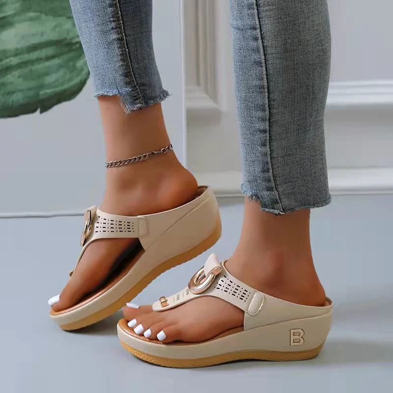 Women New Summer Sandals Open Toe Beach Shoes Flip Flops Wedges Comfortable Slippers Cute Sandals Chaussure Femme Plu Size 35~43 - Deanwangkt