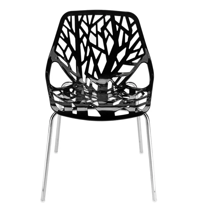 4pcs Bird's Nest Style Lounge Chair Dining Chair Black