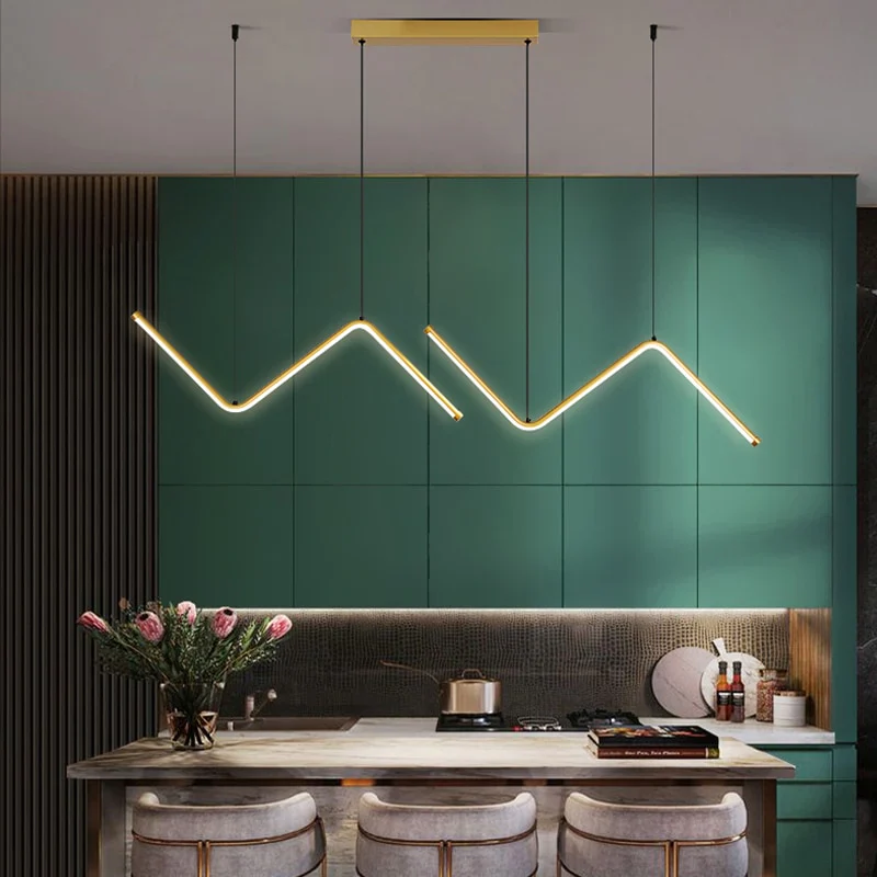 HULIANFU Nordic Pendant Light Art Line Led Haning Lamp Geometric Chandelier Indoor Lights For Restaurant Bar Front Desk Office Decoration - Deanwangkt