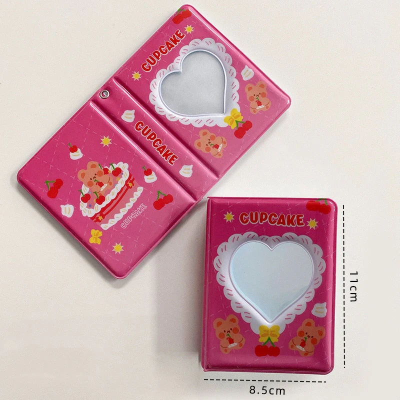 HULIANFU Kawaii Bear photo album 3 Inch Love Heart Hollow Kpop Card Binder Name Card Book Photo Album Card Photocard ID Holder 40 Pockets - Deanwangkt