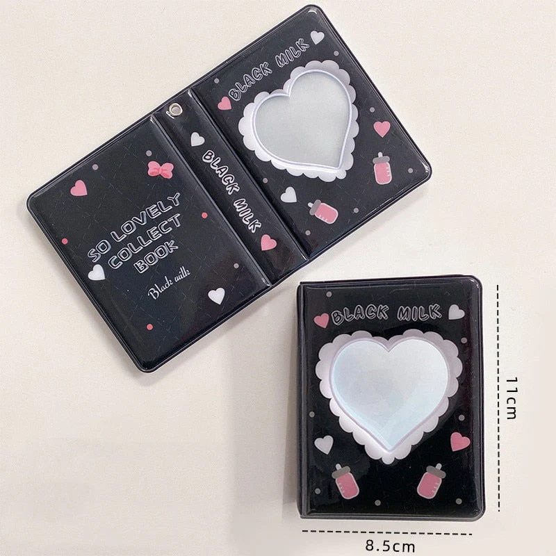HULIANFU Kawaii Bear photo album 3 Inch Love Heart Hollow Kpop Card Binder Name Card Book Photo Album Card Photocard ID Holder 40 Pockets - Deanwangkt